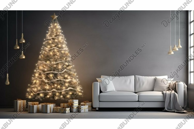 modern christmas tree white lights example image 1