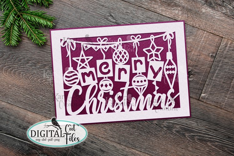 Merry Christmas card svg for Cricut laser cut digital file example image 1