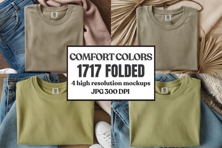 Comfort Colors 1717 Folded Tshirt Mockups
