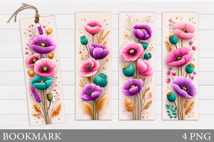 Floral Bookmark Design. Flowers Bookmark Sublimation example image 1