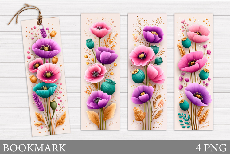 Floral Bookmark Design. Flowers Bookmark Sublimation