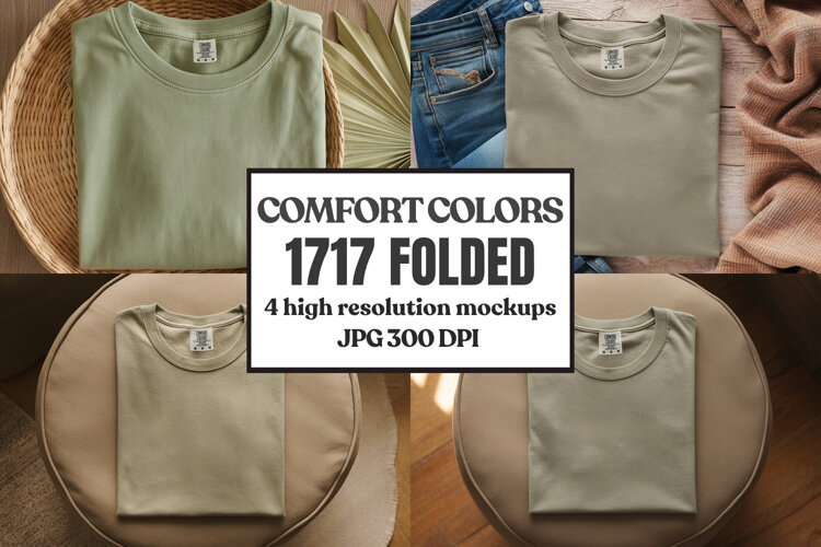 Comfort Colors 1717 Folded Tshirt Mockups example image 1