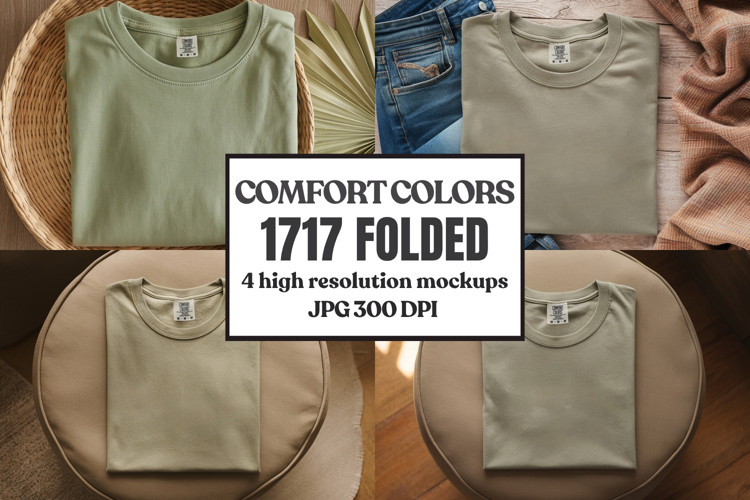 Comfort Colors 1717 Folded Tshirt Mockups