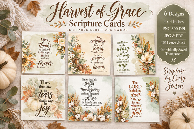 Harvest of Grace Printable Scripture Cards example image 1