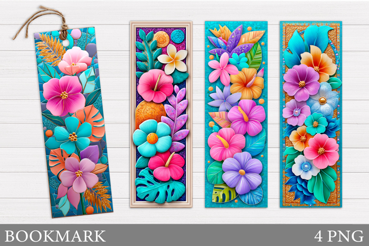Tropical Leaves Bookmark. Flowers Bookmark Sublimation