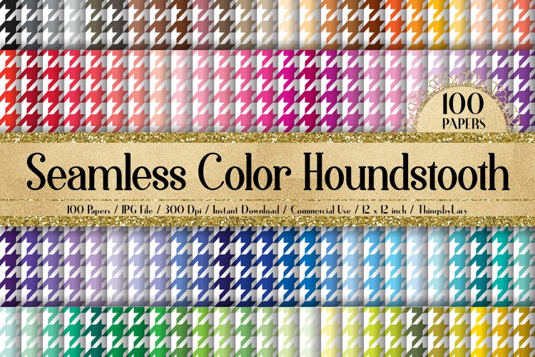 100 Seamless Color Houndstooth Father Day Digital Papers example image 1