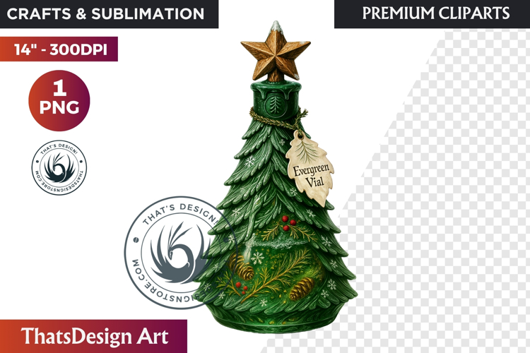 Christmas Winter Potion Bottles PNG, Magical Holiday Clipart