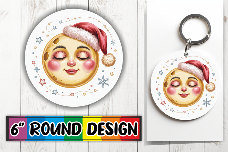 Whimsical Keychain Circle Sublimation, Cute Christmas