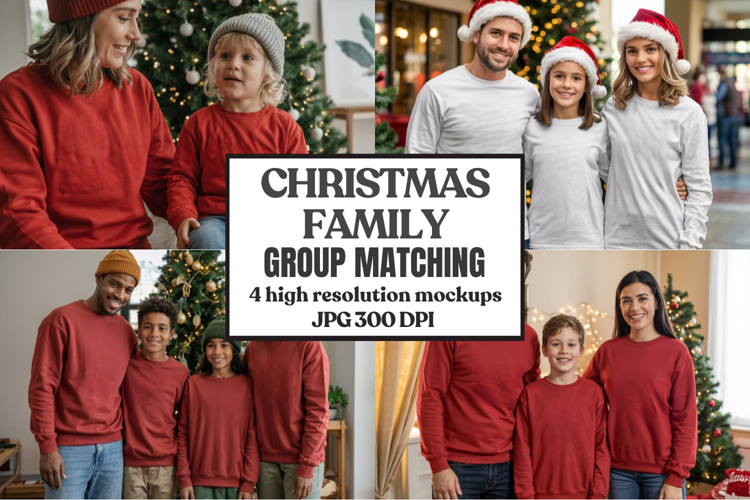 Christmas Family Matching T-Shirt Mockups | Holiday Group