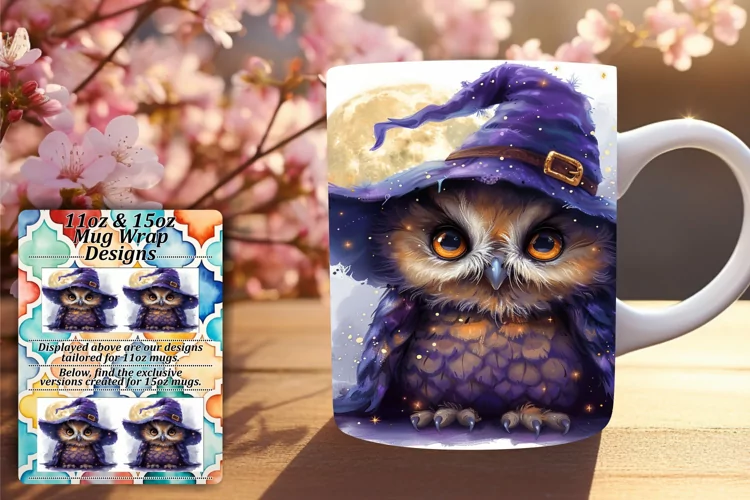 Spring Owl Mug Wrap Design