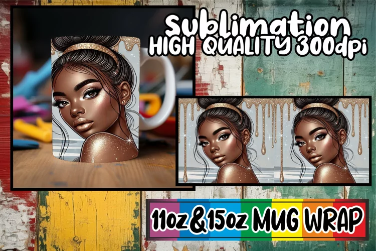 Sweet vibes 11oz 15oz sublimation wrap, Afro Girl