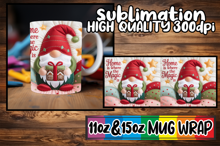 Happy hearts 11oz 15oz sublimation wrap, Holiday Gnome