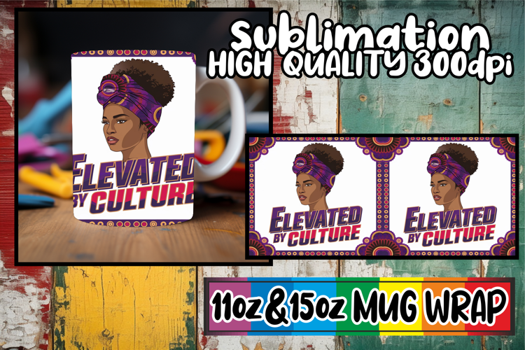 Enchanting thoughts sublimation mug wrap, Black Woman