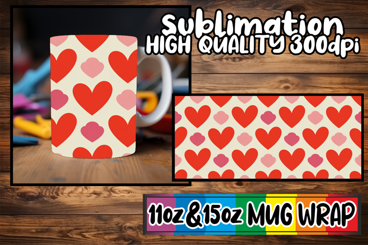 Sweet escapes 11oz 15oz sublimation wrap, Valentine's Patter example image 1