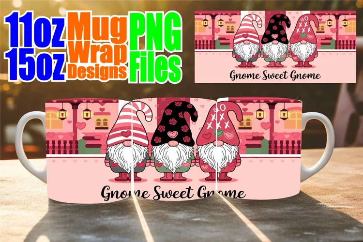 Radiant moments sublimation mug wrap, Love Gnome