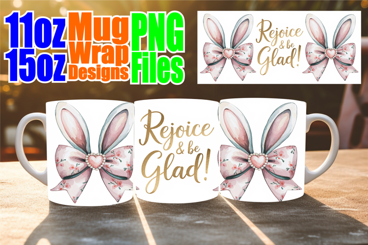Luminous vibes sublimation mug wrap, Easter Bow