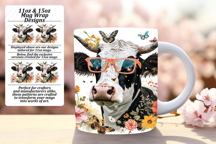 Whimsical Cow Pattern Mug Wrap example image 1