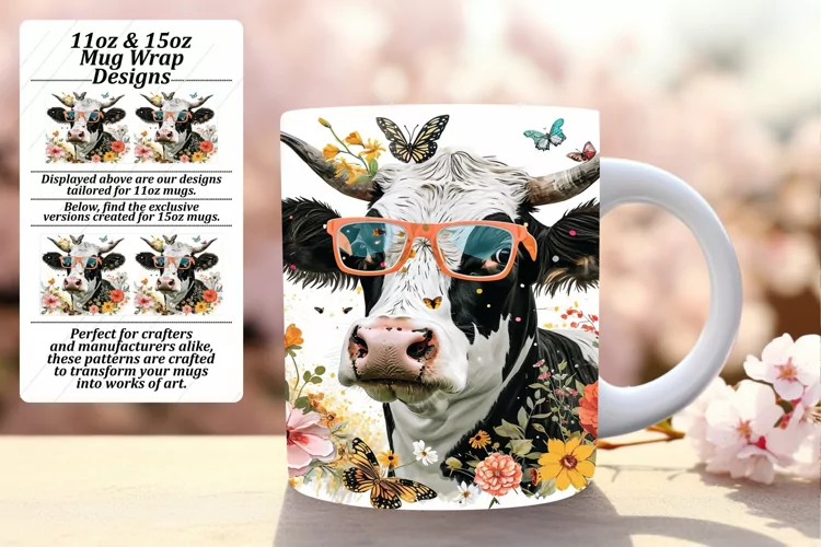 Whimsical Cow Pattern Mug Wrap