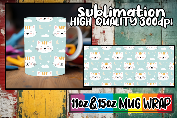 Peaceful moments 11oz 15oz mug wrap, Funny Cat