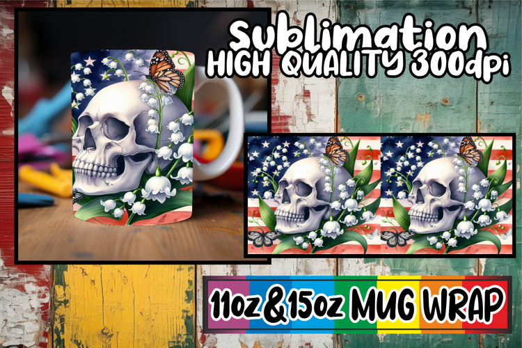 Joyous memories 11oz 15oz sublimation wrap, Skull USA