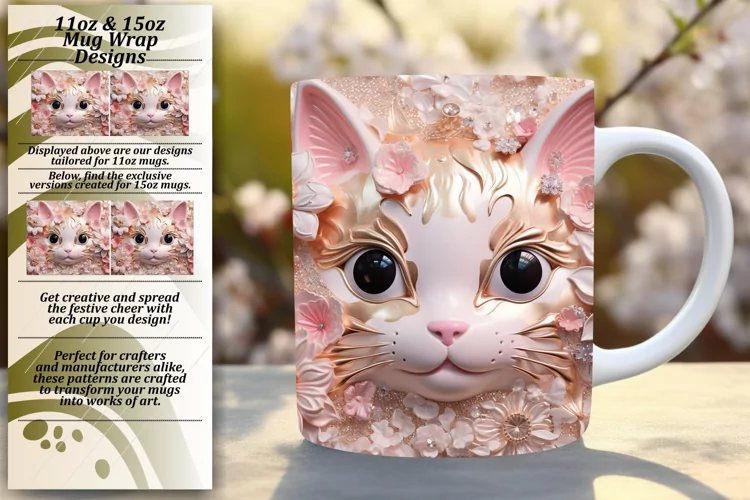 Expressive Kitty in 3D: Vibrant Sublimation Art