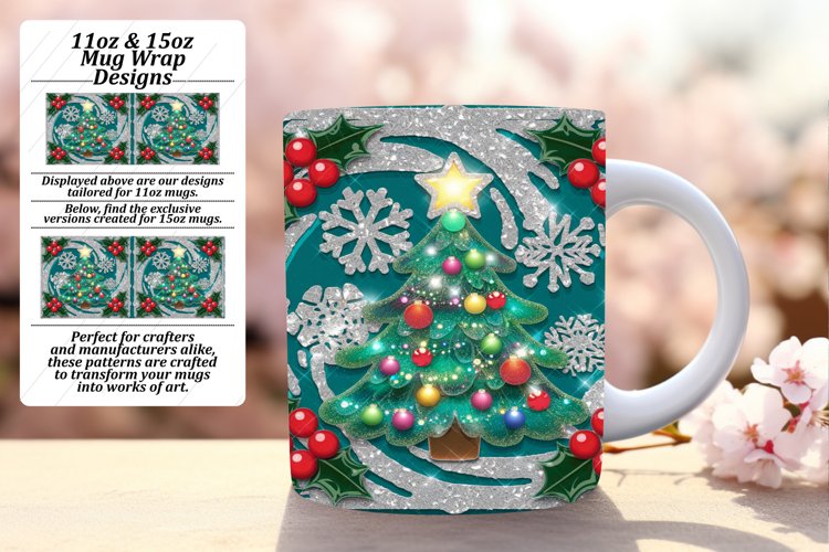 SLEEK 11oz PNG Mug Wrap Artwork , 3D Xmas