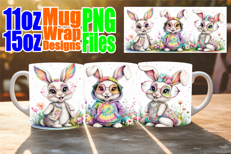 Colorful days sublimation print wrap, Easter Bunny