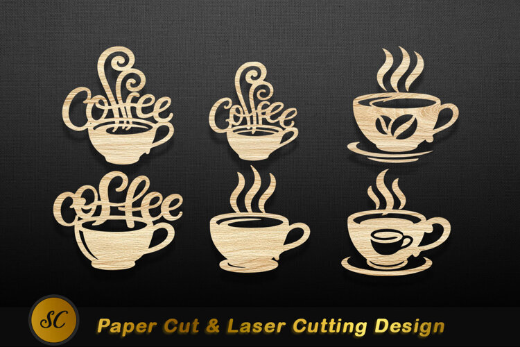 Wooden coffee cup designs steam beverage Laser cut example image 1