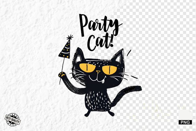 Black Cat Happy Birthday Party Clipart