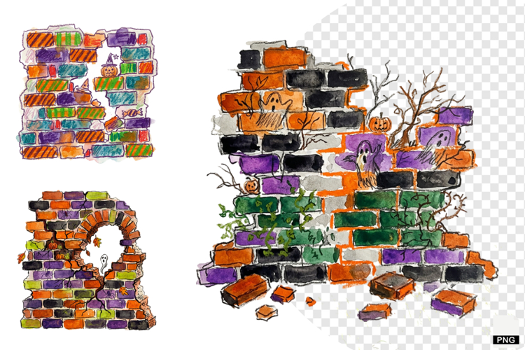 Halloween Brick Wall PNG