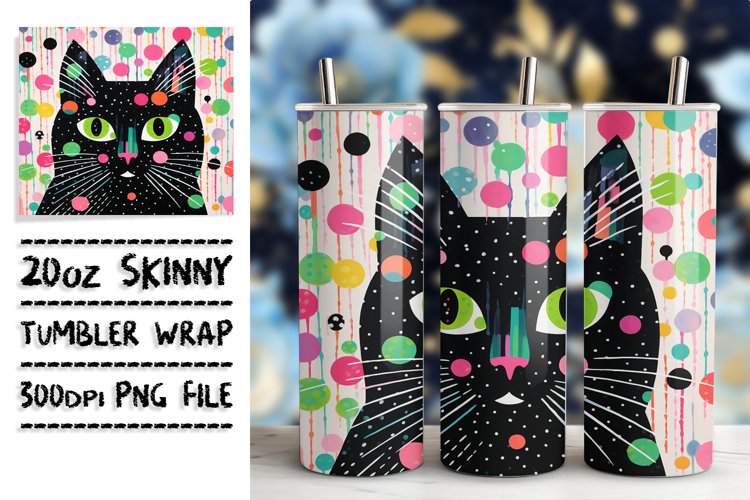 Joyful Feline Tumbler Sublimation Art