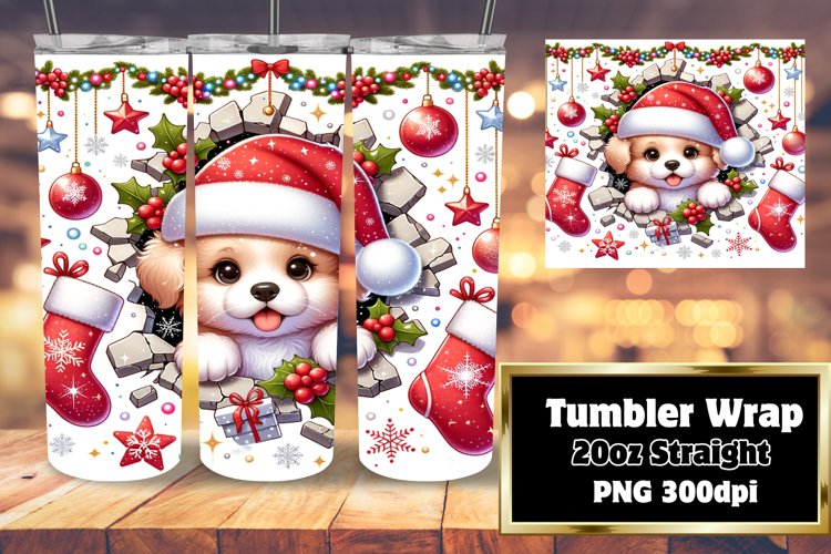 3D Tumbler Cartoon Christmas Wall Crack