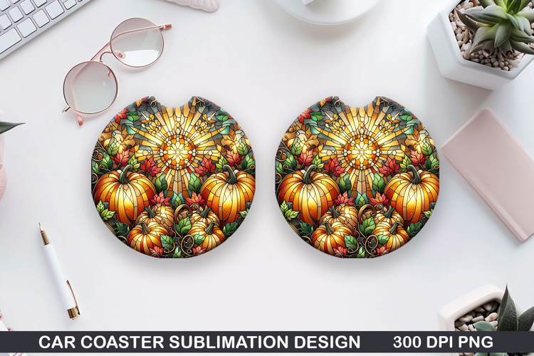 Pumpkin Car Coaster Sublimation| Halloween Coaster PNG
