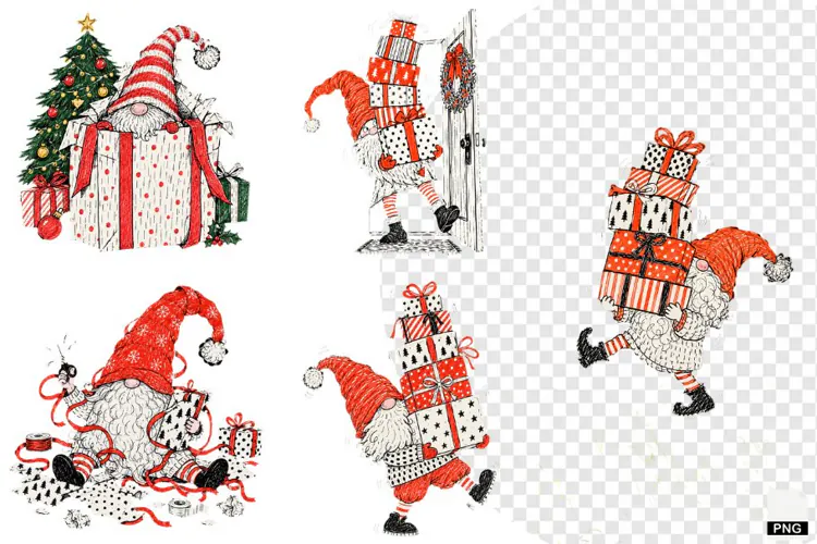 Christmas Gnomes Clipart