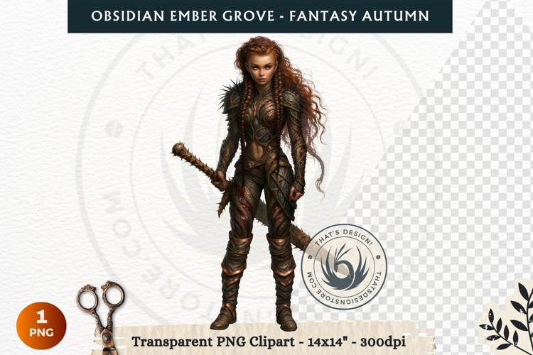 Dark Autumn Fantasy Clipart PNG for RPG Obsidian Ember Grove