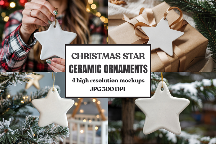 Christmas Star Ceramic Ornament Mockup | Holiday Star