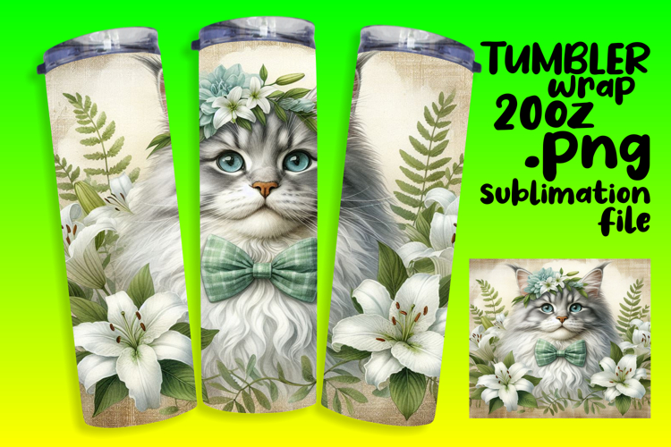 STYLISH 20oz Tumbler Template for Any Occasion , Cute Cat