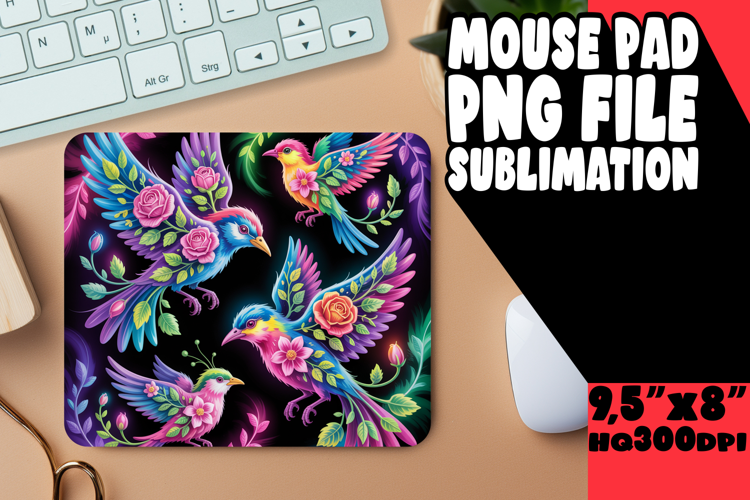 Enchanted Mouse Mat Sublimation Style, Birds