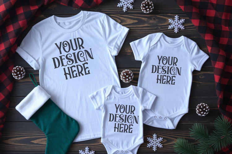 Christmas Family Matching Group Flat Lay T-Shirt Mockups