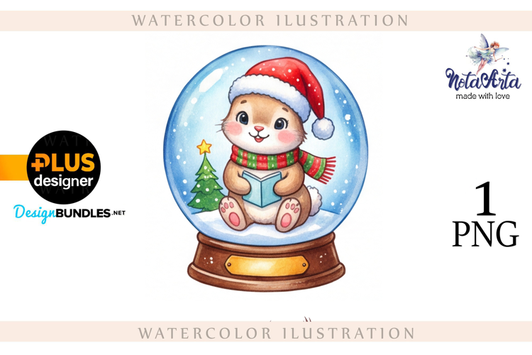 Christmas Bunny in Watercolor Style