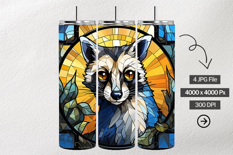 Lemur Stained Glass Square Coaster - 04 Variations