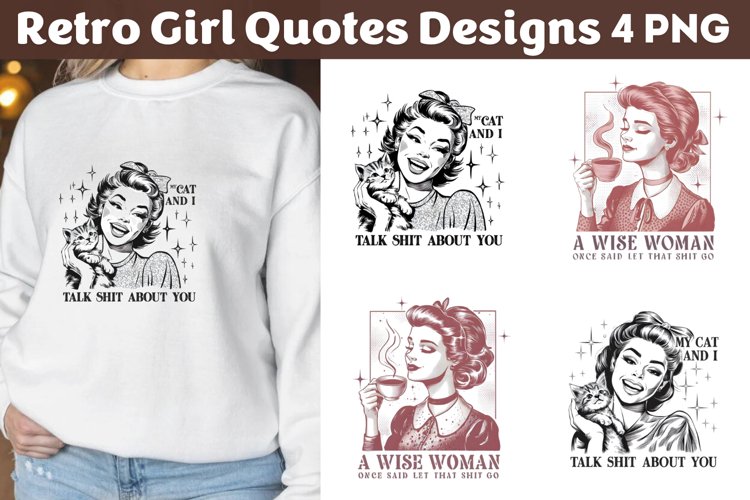 Retro Girl Quotes Designs png