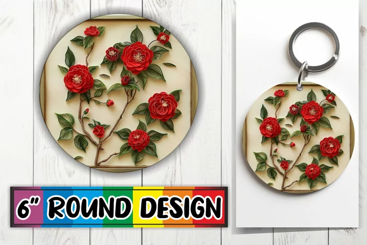 3D Blossoming Circle Keychain Design Spring Sublimation