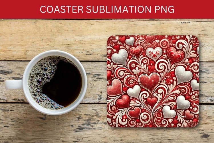 valentine square coaster - heart pattern