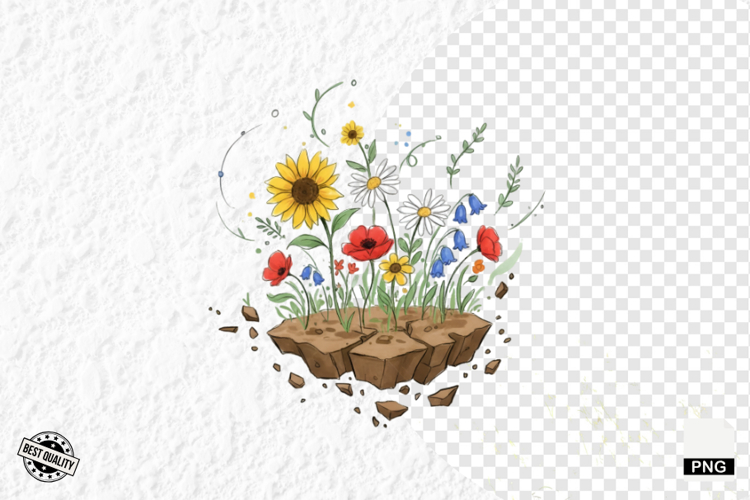 Whimsical Summer Wildflowers Clipart
