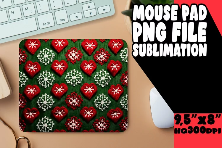Complete Christmas Crocheted 3D Embroidery Pattern Mouse Pad