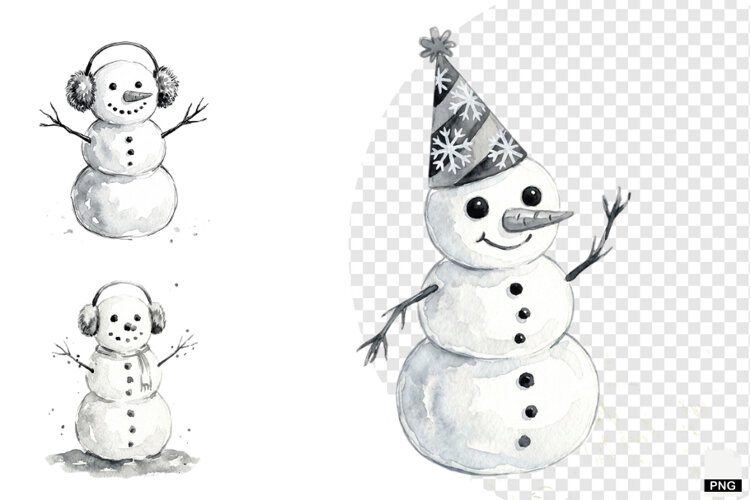 Snowman Party Clipart example image 1