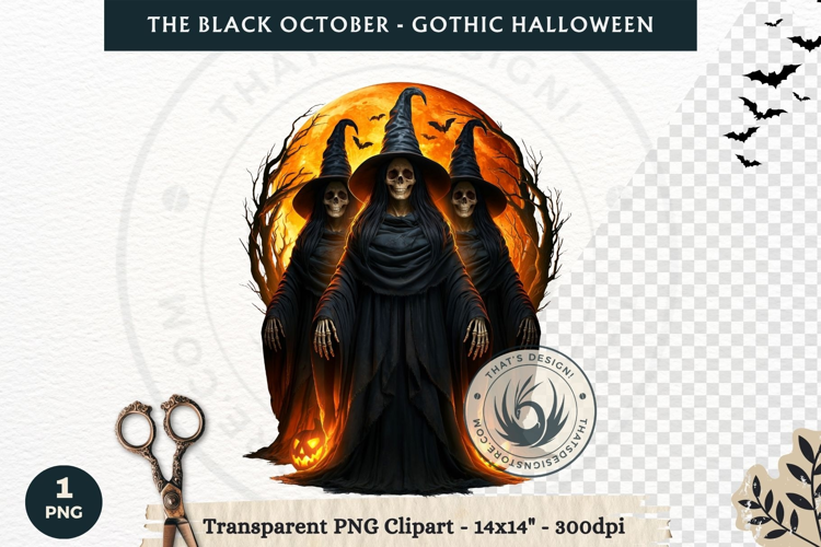 The Black October Gothic Halloween Clipart, Horror character