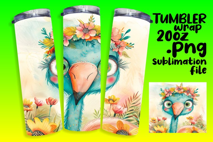 Floral Flamingo Tumbler Wrap 20oz