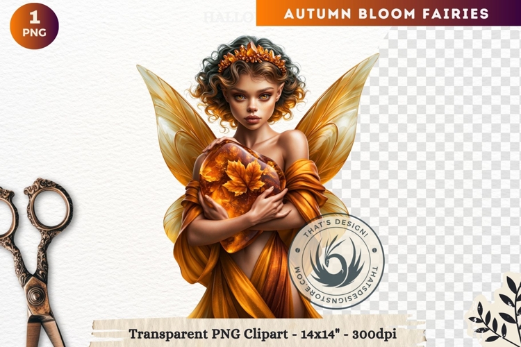Autumn Bloom Floral Fairy Clipart, Mythical Fantasy PNG